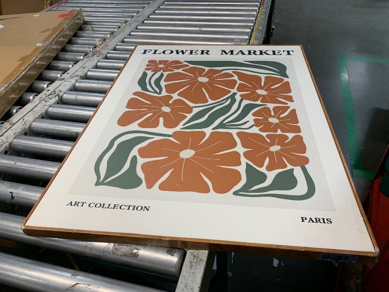 Photo 1 of ***DAMAGED - SEE NOTES/PICTURES*** NARIA ART Flower Market Canvas Wall Art?Minimalist Floral Deocr,Abstract Flower Art Prints for Bathroom,Living Room-24''x32''in Natural Framed