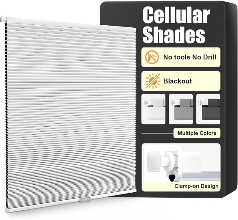 View 1 of *** DISPLAY PICTURE FOR REFRENCE ONLY***
28 inch - No Drill Cordless Blackout Cellular Shades
No Tools Honeycomb Blinds Shades for Indoor Windows Thermal Insulated & Noise Reducing blinds , Kitchen, Living Room