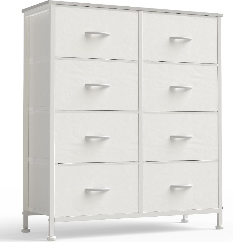 Photo 1 of ***MAJOR DAMAGE***OLIXIS 8 Drawer Storage Dresser for Bedroom, White Closet Organizers Units
Fabric Dresser with Wooden Top, Chest of Drawers Clothes Storage, Tower Cabinet for Living Room, TV Stand Furniture