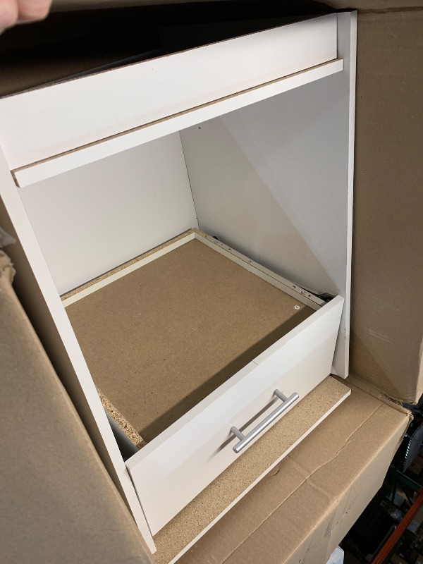 Photo 1 of ***DAMAGED - SEE NOTES/PICTURES*** Furinno Tidur Nightstand, Solid White, 1-Pack Handle