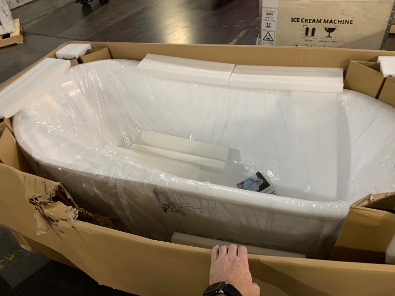 Photo 1 of ***TRUCK/TRAILER PICKUP ONLY*** 67 Inch Acrylic Freestanding Bathtub, Deep Soaking Tub with Non-Slip Base, cUPC Certified Free Standing Modern Bath Tub with Chrome Drain, Easy-Clean White Soaking Tub for Bathroom, Home Spa
