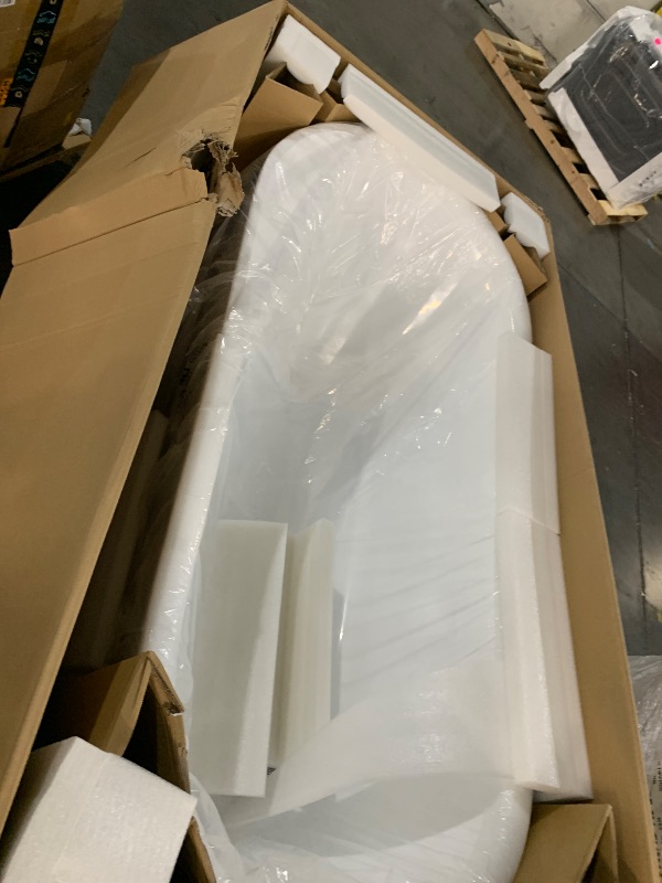 Photo 1 of ***TRUCK/TRAILER PICKUP ONLY*** 67 Inch Acrylic Freestanding Bathtub, Deep Soaking Tub with Non-Slip Base, cUPC Certified Free Standing Modern Bath Tub with Chrome Drain, Easy-Clean White Soaking Tub for Bathroom, Home Spa