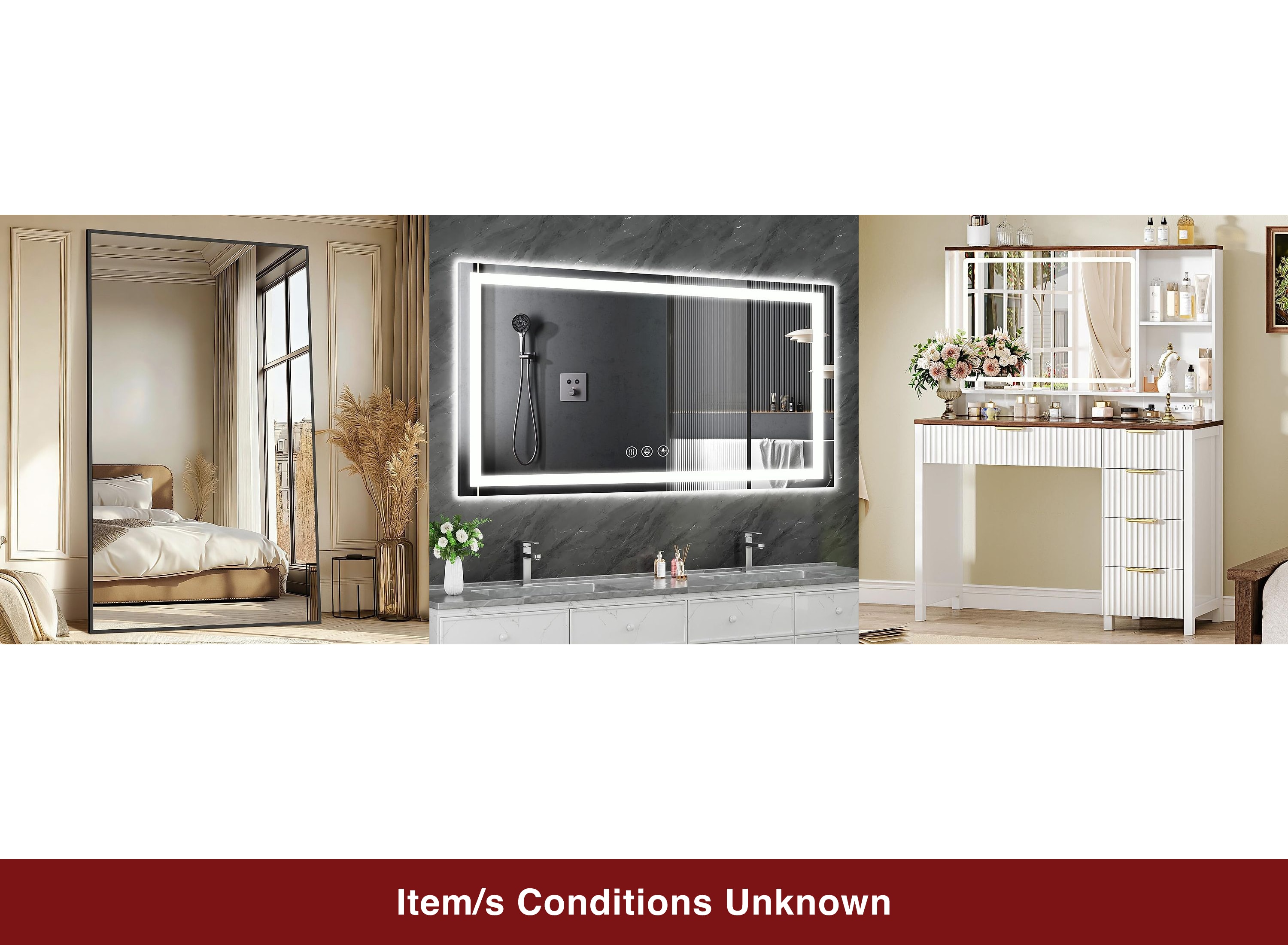 Photo 1 of Nellis XL Pallet: Wall-Mounted Vanity Mirrors, Floor & Full Length Mirrors, Vanities & Vanity Benches (+4 more)