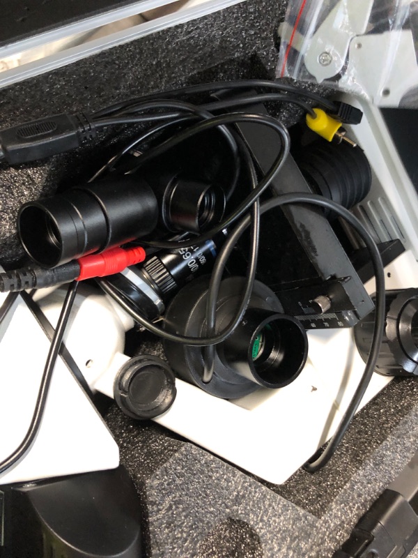 View 4 of [Research-Grade] Vabiooth Lab Compound Trinocular Microscopes 40X-2500X Magnification with 7" LCD Screen 5MP E-Eyepiece, Two-Layer Mechanical Stage for Animal Husbandry, Pet Hospitals, Lab, Farms