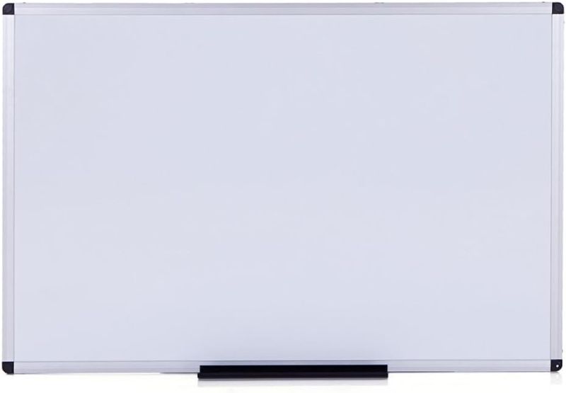 View 1 of ***minor dent in bottom right corner***VIZ-PRO Magnetic Dry Erase Board/Whiteboard, 5' X 3', Silver Aluminium Frame