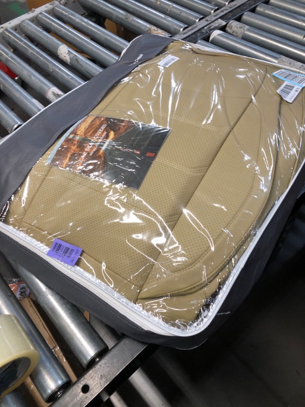 View 2 of ***STOCK PHOTO FOR REFERENCE ONLY***Isen-CoverAuto Faux Leather Car Seat Covers - Beige Full Set