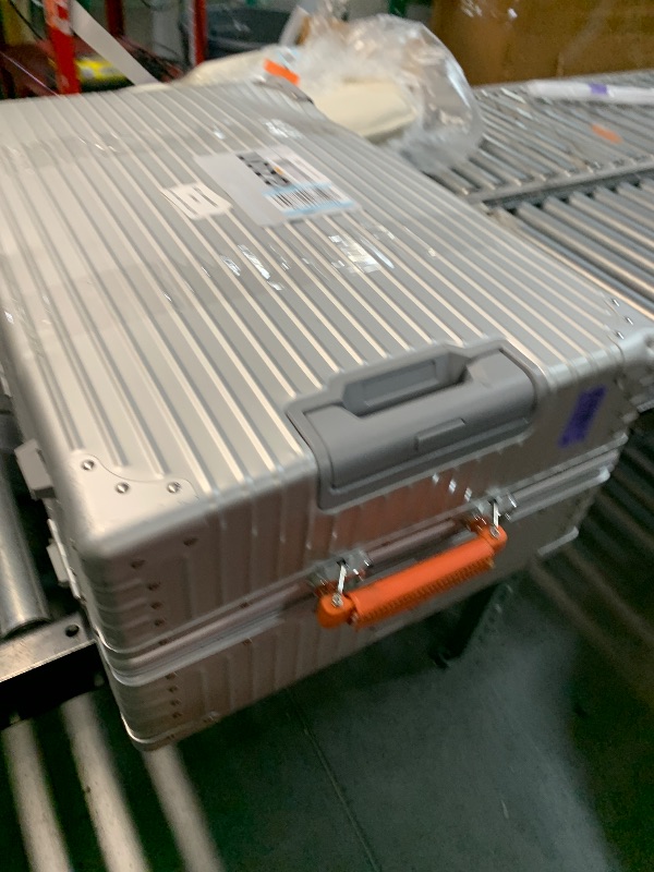 View 2 of **BOTH SUITCASES ARE DENTED, LARGER ONE MISSING A LATCH** ASCG Aluminum 2-Piece Luggage Set (20"/28")