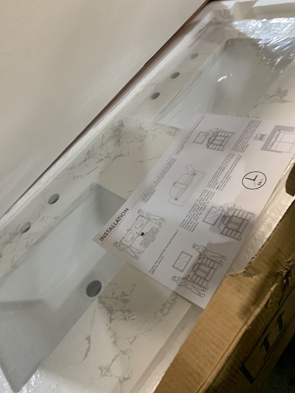 Photo 1 of ***TRUCK/TRAILER PICKUP ONLY***EQLOO 48" Engineered Stone Vanity Top with Double Undermount Sinks