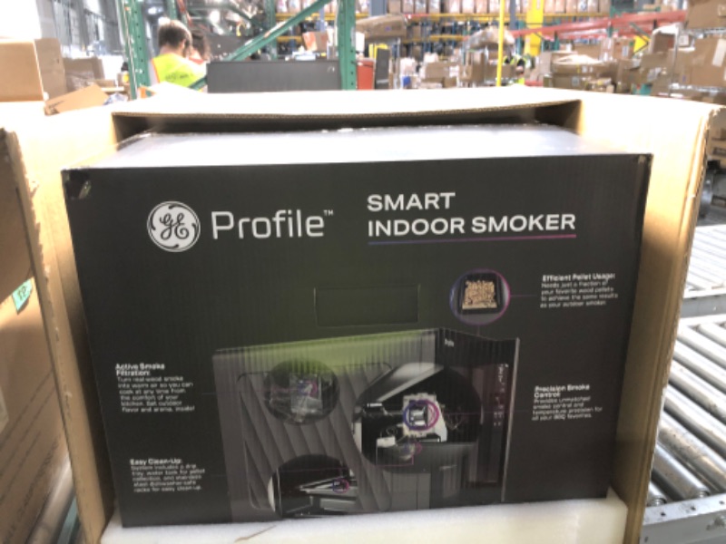 Photo 1 of ****factory sealed opened for inspection****
GE Profile™ Smart Indoor Pellet Smoker, with Active Smoke Filtration, 5 Smoke Control Settings, WiFi Connected, Electric, Countertop BBQ Appliance, Black