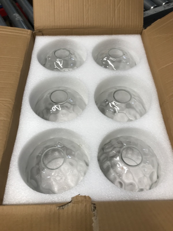 Photo 1 of ***STOCK PHOTO FOR REFERENCE ONLY***
6 Pack Clear Hammered Globe Glass Lamp Shade Replacement, 1-5/8" Fitter