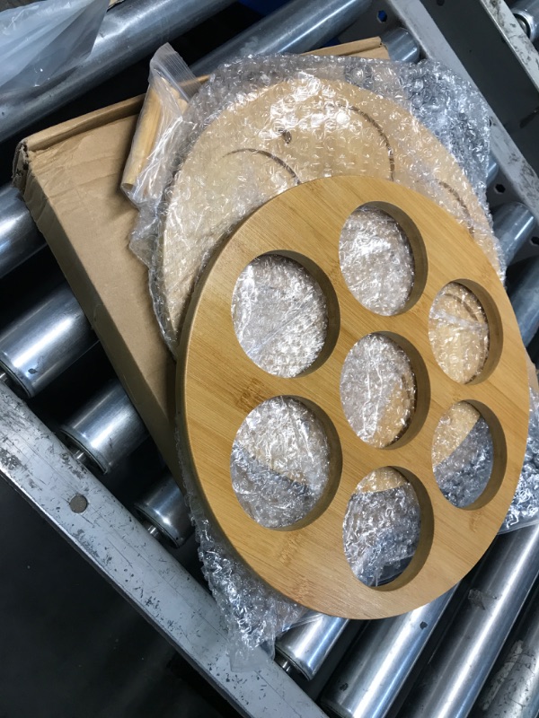 Photo 1 of ***STOCK PHOTO FOR REFERENCE ONLY***
360 Degree Swiveling Wooden Bottle Stand Stores 7 Containers For Kitchen Countertop Organization