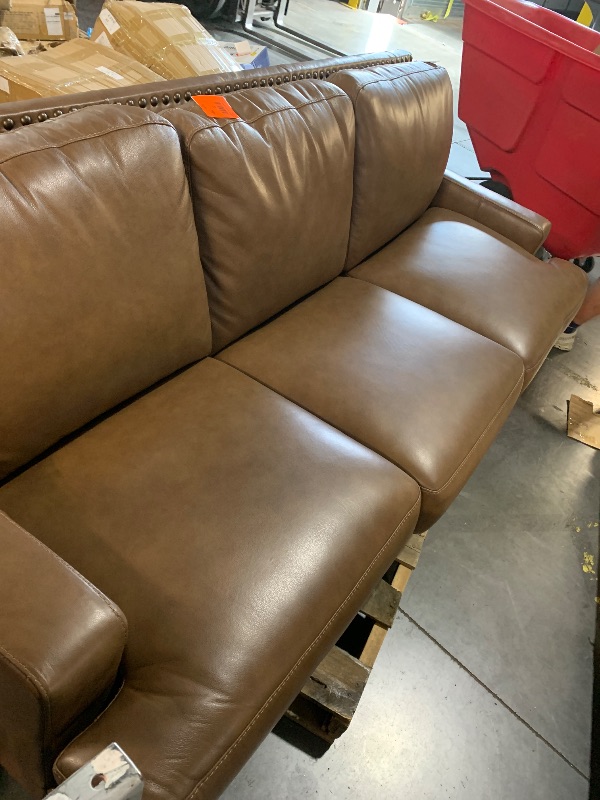 Photo 1 of ***TRUCK/TRAILER PICKUP ONLY***Signature Design by Ashley Leather Couch, 90 in, Amber Brown, Brendola