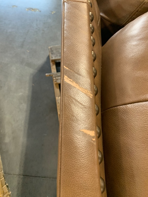 Photo 1 of ***TRUCK/TRAILER PICKUP ONLY***Signature Design by Ashley Leather Couch, 90 in, Amber Brown, Brendola