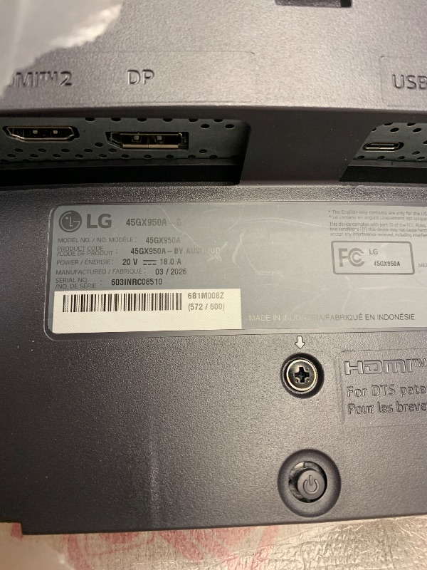 View 4 of ** PARTS ONLY NEEDS REPAIRED, NOT ABLE TO BE REPAIRED WITHOUT WARRANTY**
LG 45" 5K2K OLED Curved Gaming Monitor
