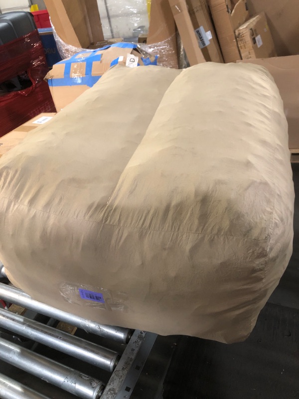 View 2 of ***STOCK PHOTO FOR REFERENCE ONLY***HIGOGOGO Square Stuffed Pouf Ottoman, Corduroy Poufs with Foam Chunk Filling, Furry and Fluffy Pouf Foot Stool Storage Ottoman, 21 X 21 Floor Poufs Foot Rest for Living Room, Beige
