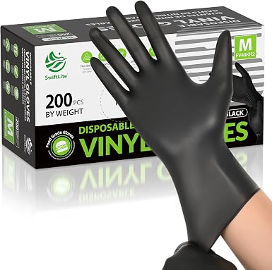 View 1 of ***STOCK PHOTO FOR REFERENCE ONLY***SWIFTLITE Black Vinyl Disposable Gloves XL