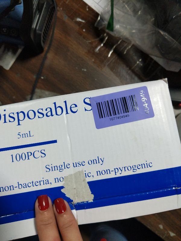 Photo 1 of 100 Pack Disposable 5ml/cc Lab Syringes with 22Ga 1.25 Inch Needle Luer Lock, Individually Sealed Packed