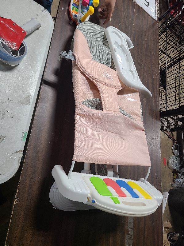 Photo 1 of |Detachable Pianos, Feeding Tray| 3-Level Recline Foldable Seat with Play Bar for Infant to Toddler 0-6, 0-12, 12-24 Months, Girl Gift Idea - Pink