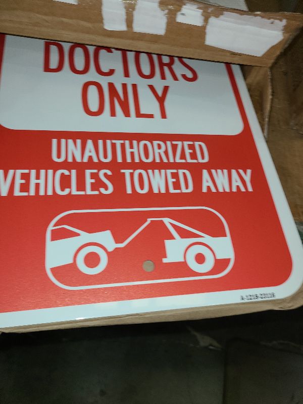 Photo 1 of (2 Pack) Reserved Parking for Doctors Only Unauthorized Vehicles Towed Away | 12" X 18" Heavy-Gauge Aluminum Sign | Rust Free Aluminum, Weather Resistant, Waterproof, Fade Resistant