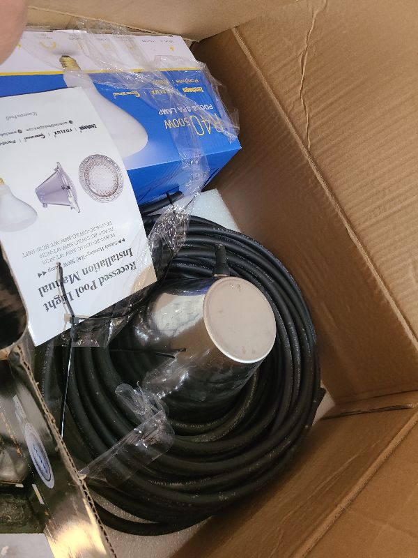 Photo 1 of 120V 10-Inch Pool Light for Inground Pools, IP68 Waterproof Pool Lights, Includes 2 x 500W Incandescent Bulbs, 100ft Cord, Direct Replacement Pentair Amerlite & Hayward AstroLite, Fits 10'' Pool Niche