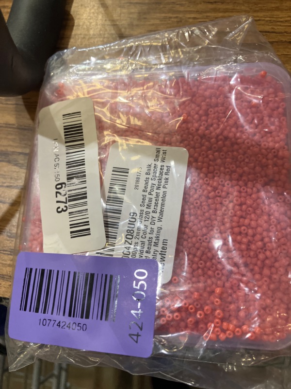 Photo 1 of 10000pcs 2mm Glass Seed Beads Bulk, Individual Color 12/0 Mini Pony Spacer Small Seed Beads for DIY Bracelet Necklaces Wrist Jewelry Making, Watermelon Pink Red
