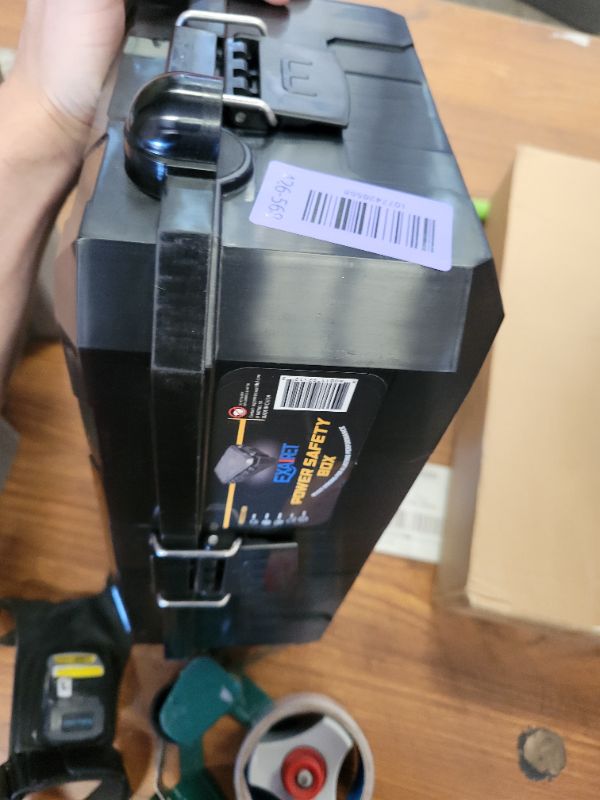 Photo 1 of [IMPROVED MODEL] Large Outdoor Electrical Box-13 X 8.7 X 5.2 INCHES, MAXIMUM Water-Protection Extension Cord cover with Metal Latches, Power cord Box for Plugs, Outlets, Christmas Lights, strips.BLACK
