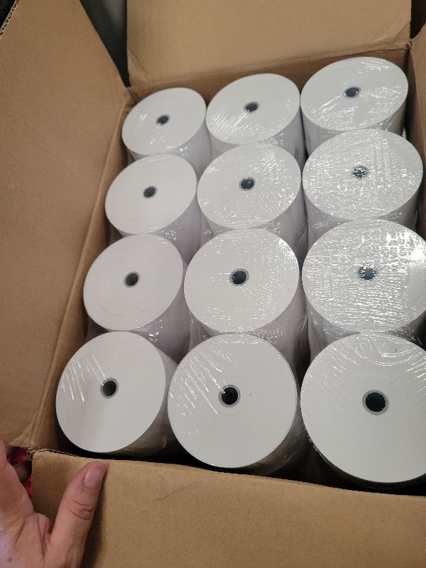 Photo 1 of 2 5/16" x 400' Gas Station Thermal Receipt Paper Rolls (24 Rolls) - Pay At Pump. Compatible with Dresser Wayne, Gilbarco, VeriFone Ruby, Speedpass, Vista and Other POS Systems.