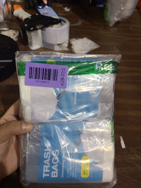 Photo 1 of 120 Counts 1.6 Gallon Mini Drawstring Trash Bags, Small Garbage Bags by KSSKSS, Code a fit 4.5-8 Liter, 1.2-2 Gal, White Trash Bin Liners for Home Office Kitchen Bathroom Bedroom