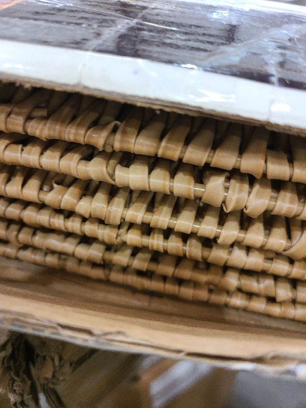 Photo 1 of 10.5 x 10.5 in Plastic Wicker Baskets for Cube Storage, Collapsible Square Wicker Storage Basket Set of 3, Rattan Storage Cube, Square Baskets for Shelves - Khaki