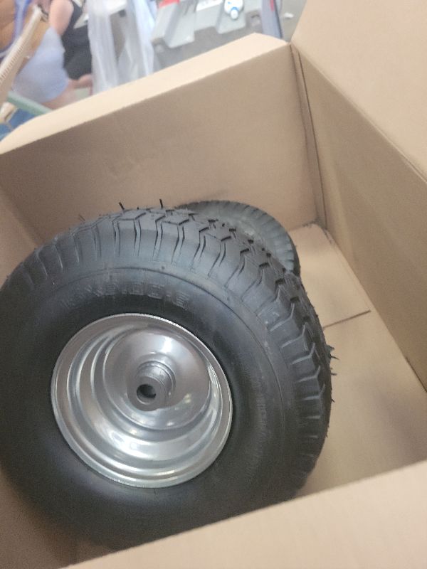 Photo 1 of 15x6.00-6 Lawn Mower Tire and Wheel Front Tire Compatible with John Deere Craftsman Husqvarna Riding Mowers Lawn Tractors