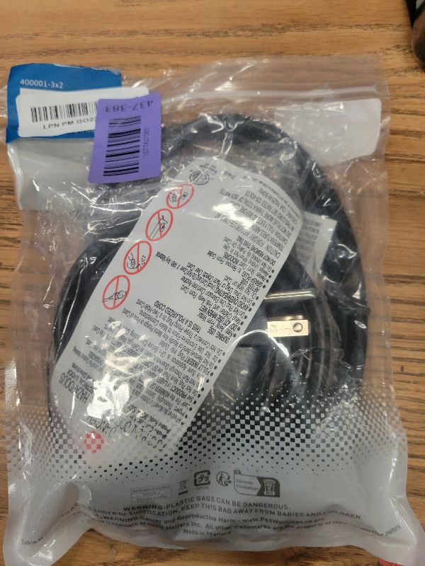 Photo 1 of [ETL Listed] Cable Matters 2-Pack 16 AWG Heavy Duty 13A Power Extension Cord - 3ft, 3 Prong Power Cord Extension, NEMA 5-15P to NEMA 5-15R, Black