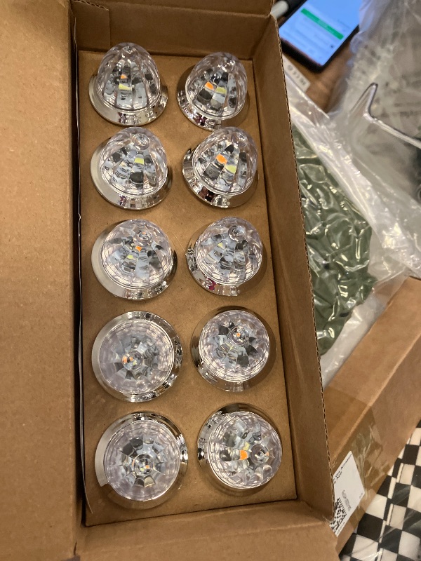 Photo 1 of 10Pcs 3/4 Inch Amber Green LED Watermelon Side Marker Lights, Dual Color Mini Marker Clearance Lights, Starburst AS Lens, IP67 Waterproof, 12V for Truck Trailer RV Custom Install
