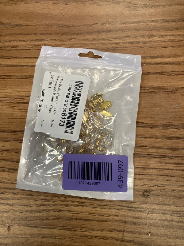 Photo 1 of 2 Pcs Bridal Hair Comb Gold Hair Piece Accessory Gold Rhinestone Hairs Accessories Golden Hairs Piece Sparkle Metal Crystal Accessories for Bride Bridesmaids Women Girls