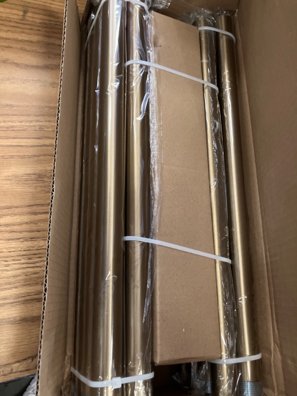 Photo 1 of 2 Pack Warm Gold Curtain Rods Double for Windows 72 to 144 Inch Extra Long Brass Heavy Duty Window Treatment Rods Adjustable with Vintage Brushed Bronze Metal Finials for Living Room Bedroom Kitchen