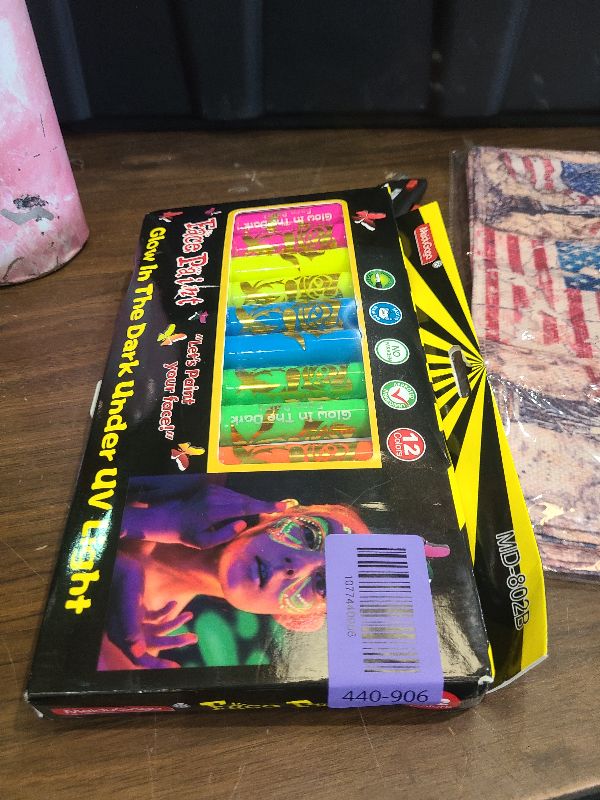 Photo 1 of 12 PCS Glow Face Body Paint, Glow In The Dark Under UV Black Light Sticks Makeup Neon Face Painting Kits for Adult Halloween Festival Accessory Glow Party Supplies