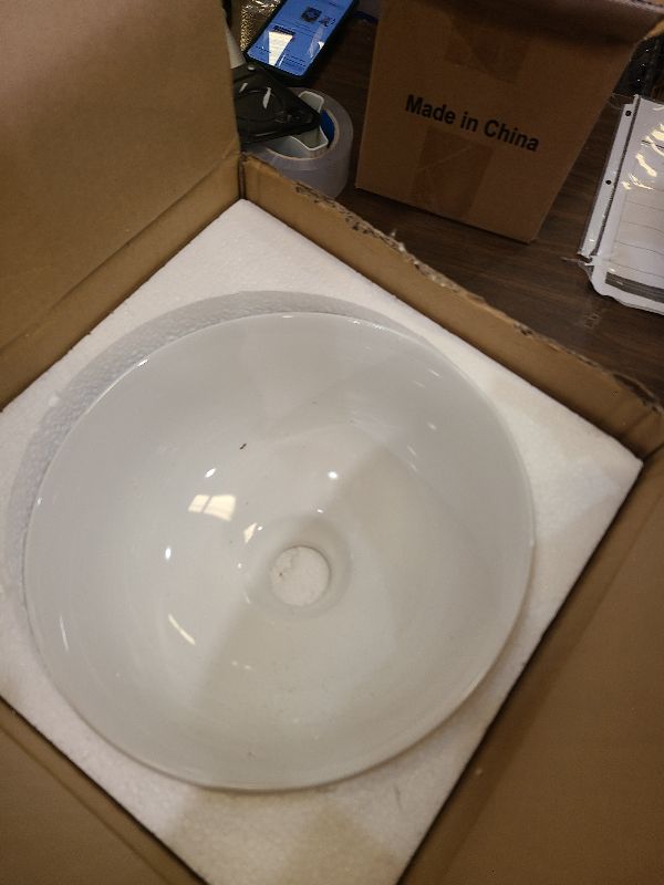 Photo 1 of 11 Inch Round Bathroom Bowl Sink Above Counter, QISHKA Mini White Ceramic Vanity Vessel Sink - 11" x 11" Small Countertop Circle Art Basin for Space-Saving