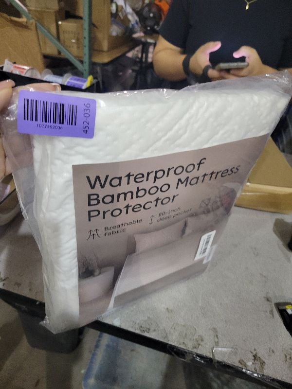 Photo 1 of 100% Waterproof Twin Mattress Protector - 360 Pad Protection Against Spills, Stains & Accidents for Parents & Pet Owners - Noiseless & Cooling Viscose Made from Bamboo (White)