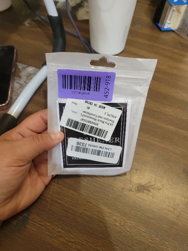 Photo 1 of 24 Pcs Black Waterproof Labels for Plastic or Glass Bottles, Removable Waterproof Labels for Bottles Bathroom, Hand Soap Shampoo Dispenser Label Sticker Label for Soap, Lotion, Shampoo and Conditioner