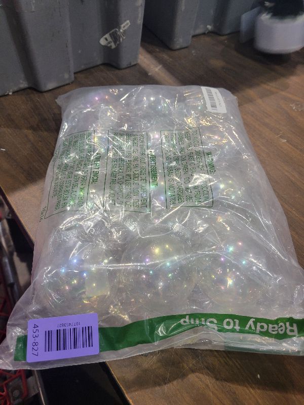 Photo 1 of 12Pcs 3.15inch Transparent Iridescent Shatterproof Plastic Ball Ornaments, Suitable for DIY Crafts Gift, Elegant Homes or Festival Displays,Weddings Birthday Party and Christmas Decorations
