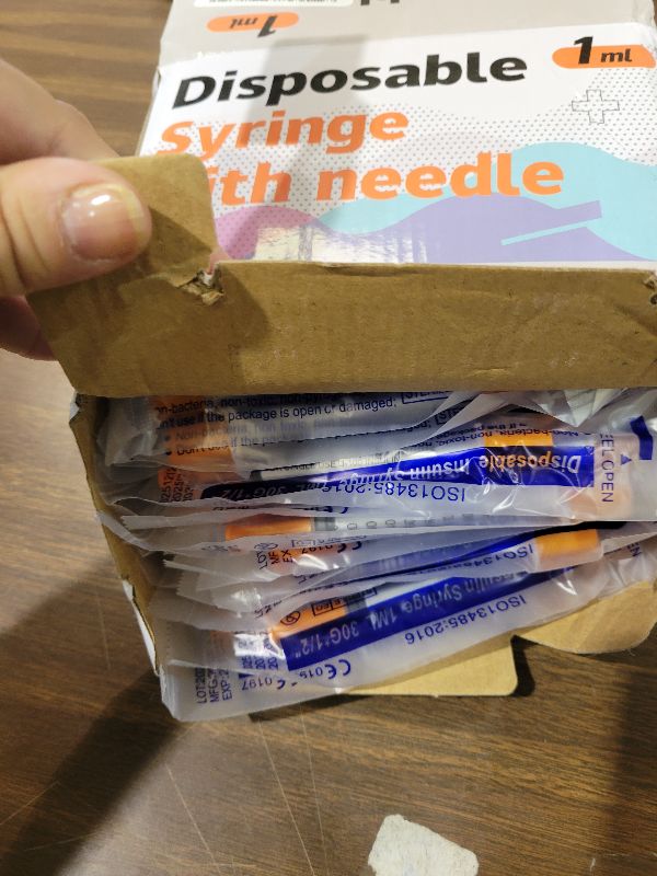 Photo 1 of 1ml 30G 1/2"(12.7mm) Syringes, Disposable Individual Package (100pcs)