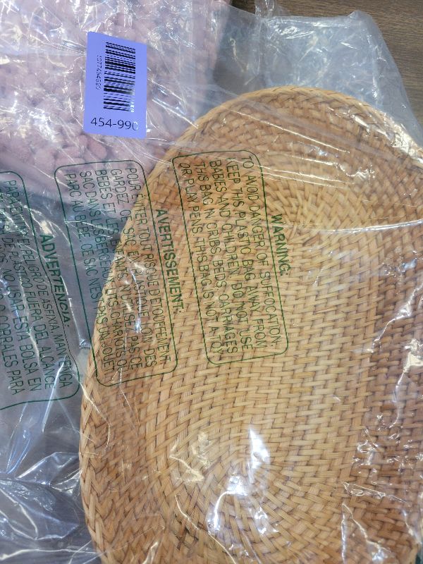 Photo 1 of 12.6 Inch Woven Bread Basket Fruit Basket for Kitchen Counter Wicker Handmade Long Bread Serving Basket Food Organizer Display Basket Storage Basket for Spoon Fork Napkin