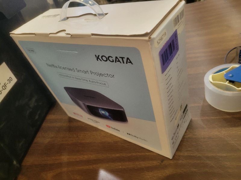 Photo 1 of [Short Throw/1200ANSI/Built in Apps] Projector 4K with WiFi and Bluetooth, TOF Auto Focus Keystone Smart Projector for Dolby Audio Home Theater Movie, Kogata Outdoor Projector Portable Ceiling