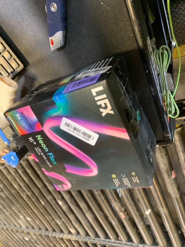 Photo 1 of LIFX Supercolor Neon Flex Light Strip, 16ft Bendable RGBW LED Smart Neon, 60 Addressable Color Zones with Polychrome, Wi-Fi No Hub Required, Compatible with Alexa, Google, Apple HomeKit, LFXNEON16