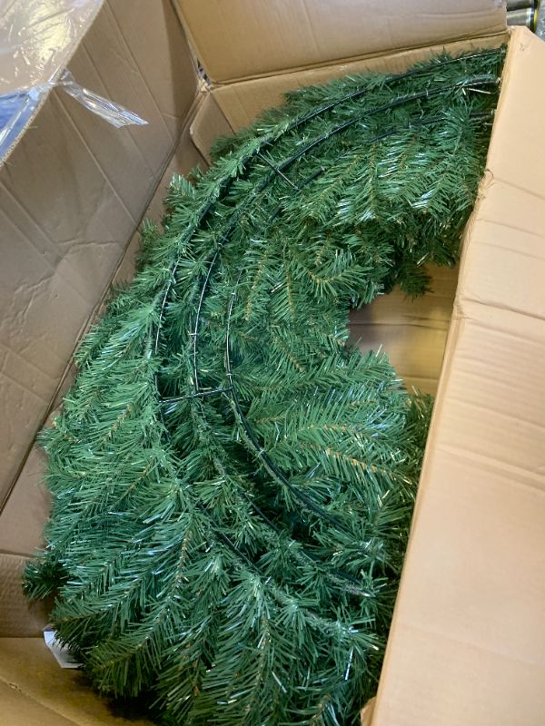 View 3 of 48in. Large Christmas Wreath - Artificial Spruce Wreath with 200 LED Lights and 702 Realistic Branch Tips - Indoor/Outdoor Christmas Decorations for House, Front Porch, Mantel, or Wall by Elf Stor
