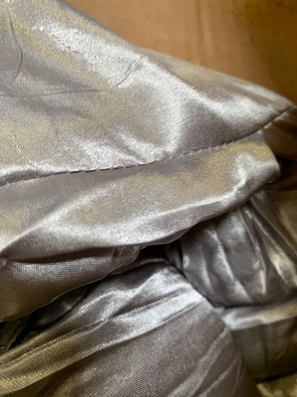 Photo 1 of MR&HM Satin Comforter King 7 Pieces - Luxurious Pinch Pleat Bedding Set with Comforter, Flat Sheet, Fitted Sheet, Pillowcases & Shams, Super Silky Soft Bed Set for All Season (King, Silver Grey)