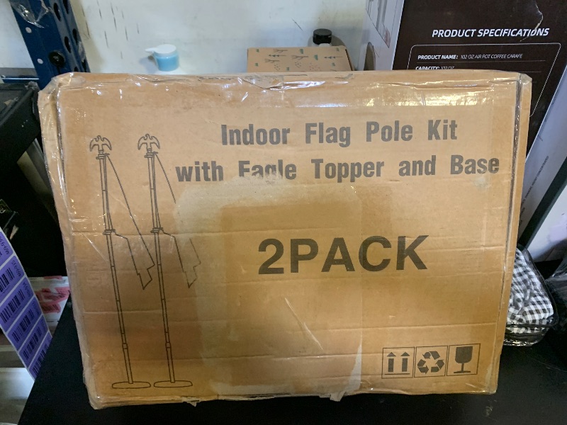 Photo 1 of Indoor Flag Pole and Stand,8FT Flagpole Kit with Base Eagle Topper 3x5 FT American Flag,Heavy Duty Indoor Flag Pole for City Hall/Businesses/Office/Auditorium/School/Home