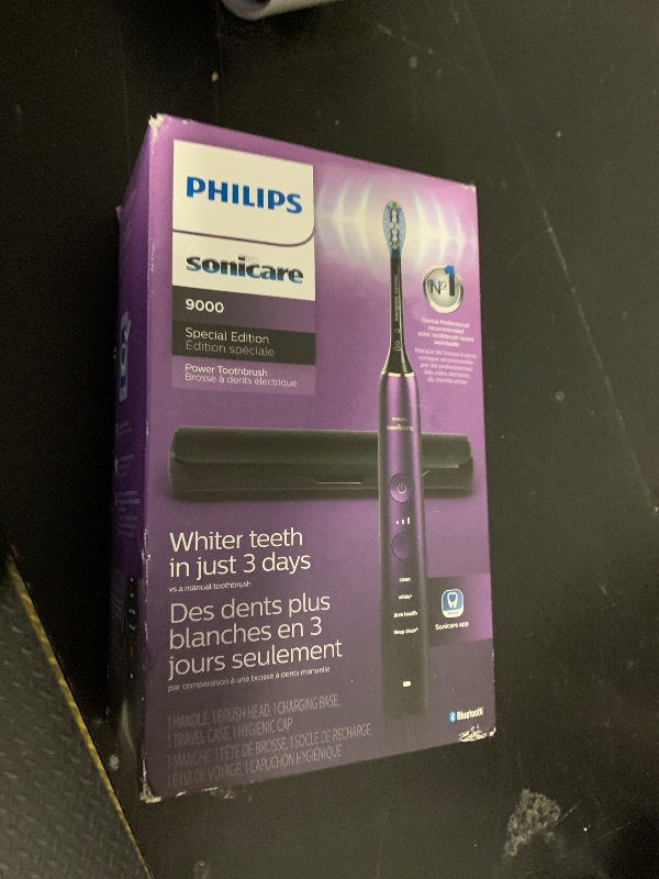 Photo 1 of Philips Sonicare DiamondClean 9000 Electric Toothbrush - Sonic Toothbrush with App, Pressure Sensor, 12 Brushing Settings, Replacement Reminder, Charging Stand, Travel Case, Amethyst, HX9911/91
