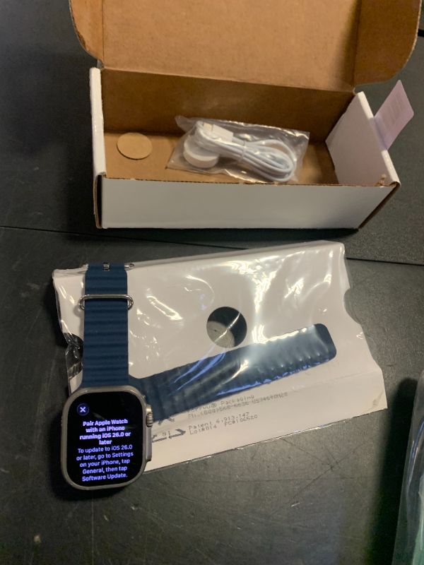 Photo 1 of Apple Watch Ultra 2 [GPS + Cellular, 49mm] - Titanium Case with Blue Ocean Band, One Size (Renewed)