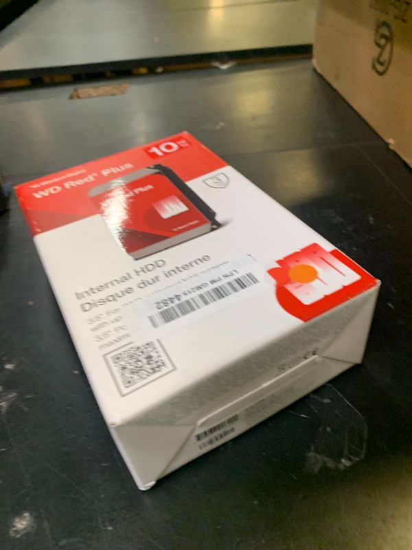 Photo 1 of Western Digital 10TB WD Red Plus NAS Internal Hard Drive HDD - 7200 RPM, SATA 6 GB/s, CMR, 512 MB Cache, 3.5" - WD100EFGX