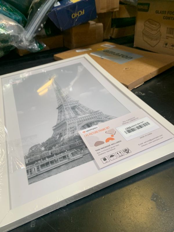 Photo 1 of upsimples 11x17 Picture Frame, Display Pictures 9x15 with Mat or 11 x 17 Without, Wall Hanging Poster Frames, White, 1 Pack